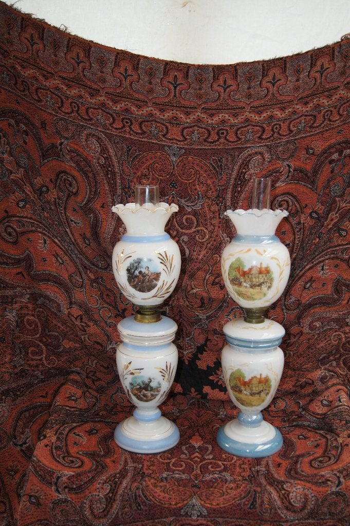 Petroleum lampen ( Opaline, Antiek en Kunst, Antiek | Lampen, Ophalen of Verzenden
