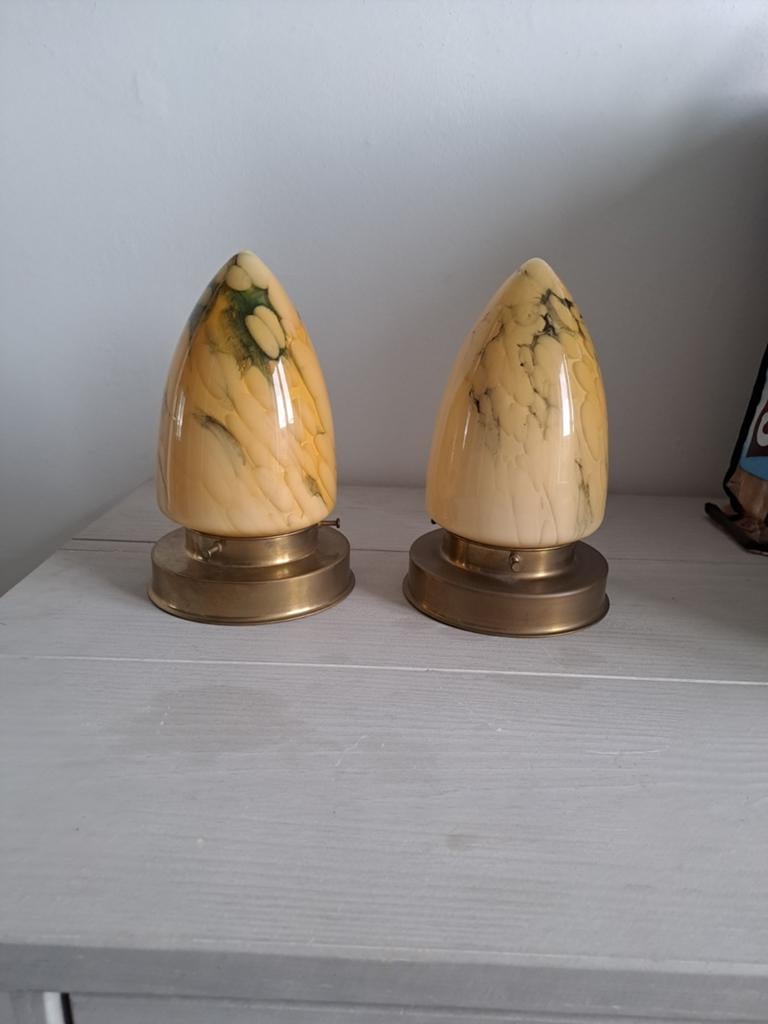 2 stuks art deco plafondlamp, Ophalen of Verzenden
