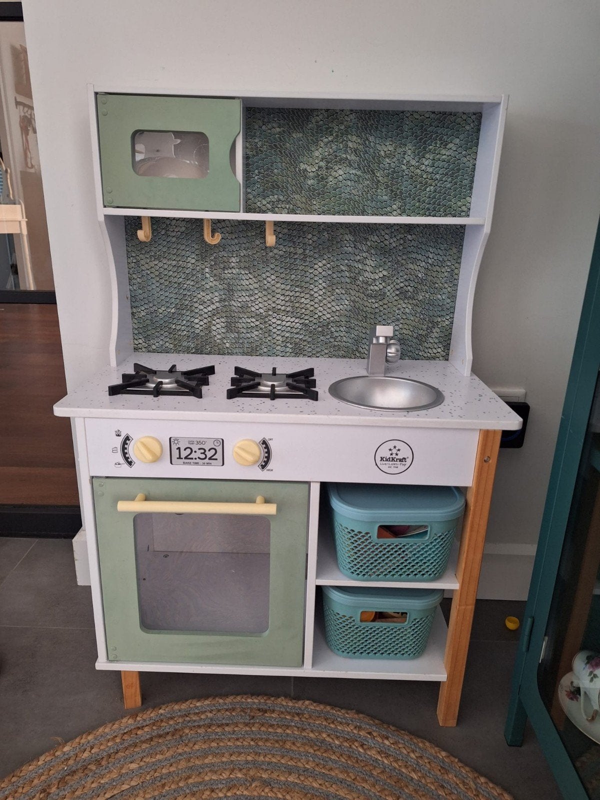 Houten speelkeuken met accessoires en speelgoedeten, Ophalen, Gebruikt, Hout, Speelkeuken