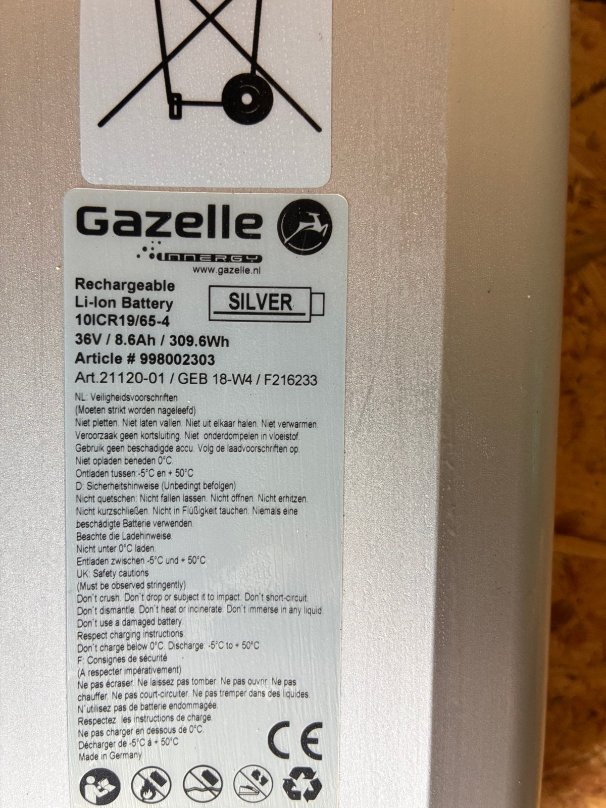 Gazelle Innergy accu silver, Ophalen, Zo goed als nieuw
