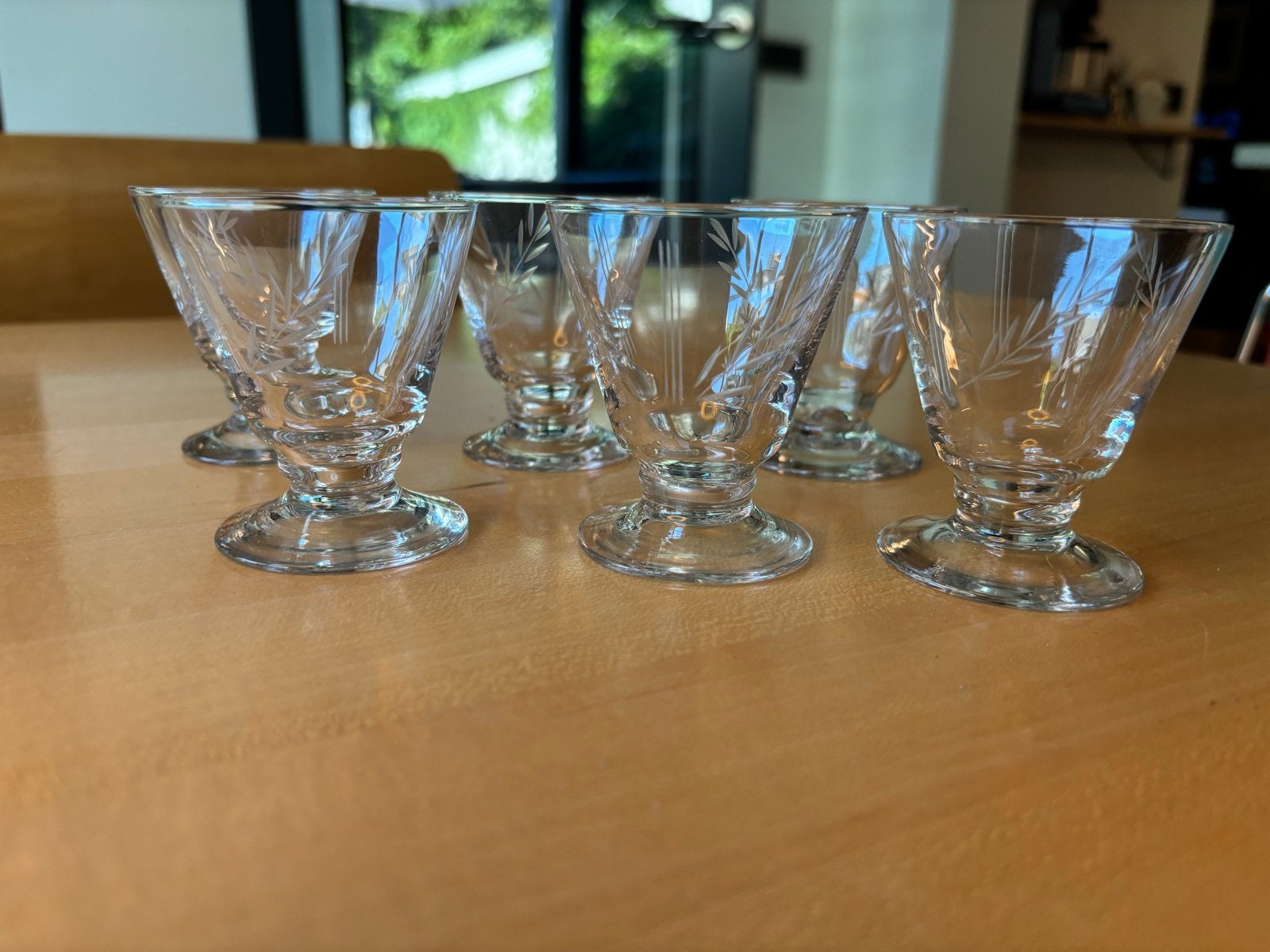 6 Antieke Gegraveerde Kristallen Glaasjes, Ophalen of Verzenden