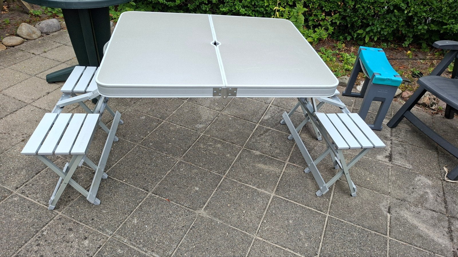 aluminium picnic tafel + zitjes anwb, Caravans en Kamperen, Ophalen, Campingtafel