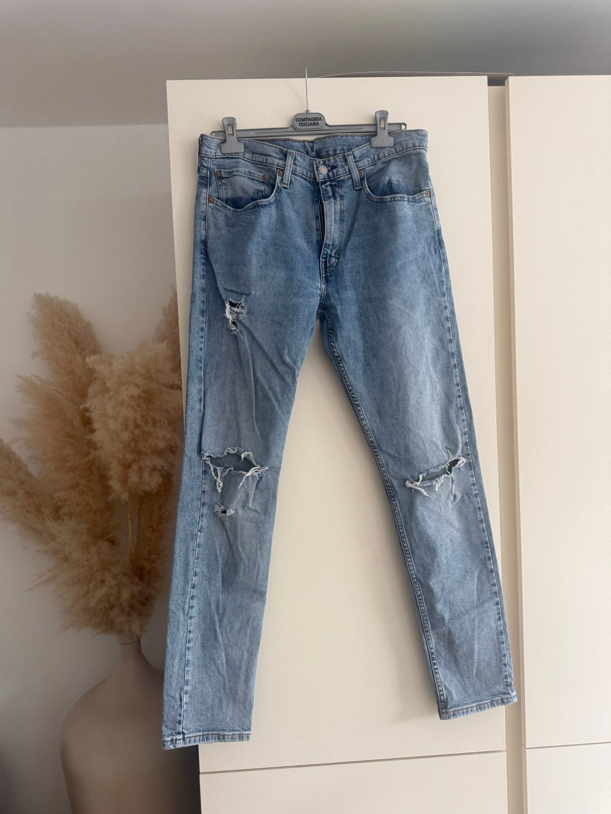 Levi's 512 Slim Taper Jeans W34 L34 - Lichtblauw met gaten, Ophalen of Verzenden, Gedragen, Blauw, W33 - W34 (confectie 48/50)