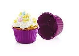 Tupperware MicroCook Tupcakes Magnetron Schaaltje Paars 2st, Schaal, Paars, Nieuw, Ophalen of Verzenden