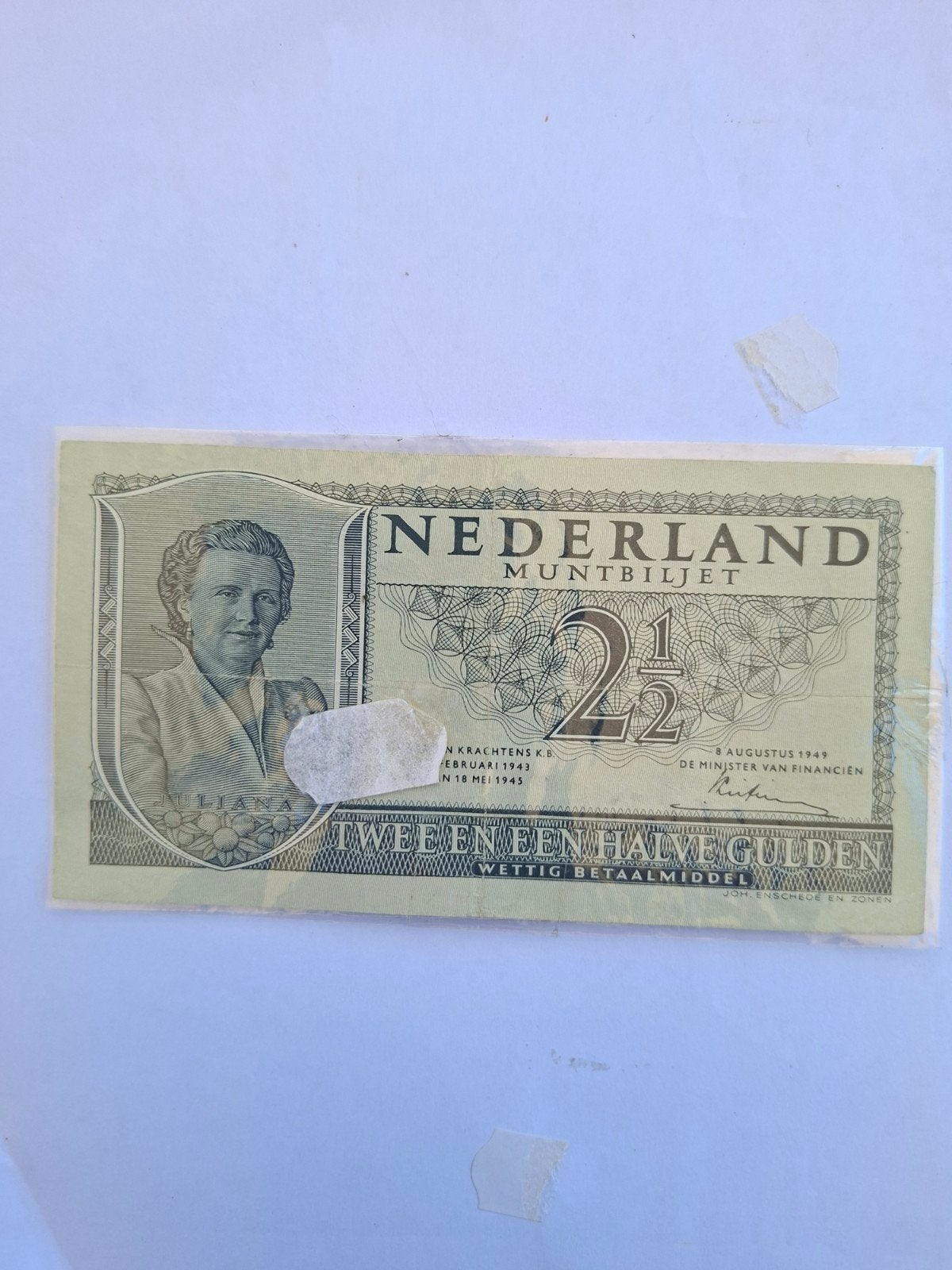 2,50 Gulden Muntbiljet 1949 Koningin Juliana, Ophalen of Verzenden