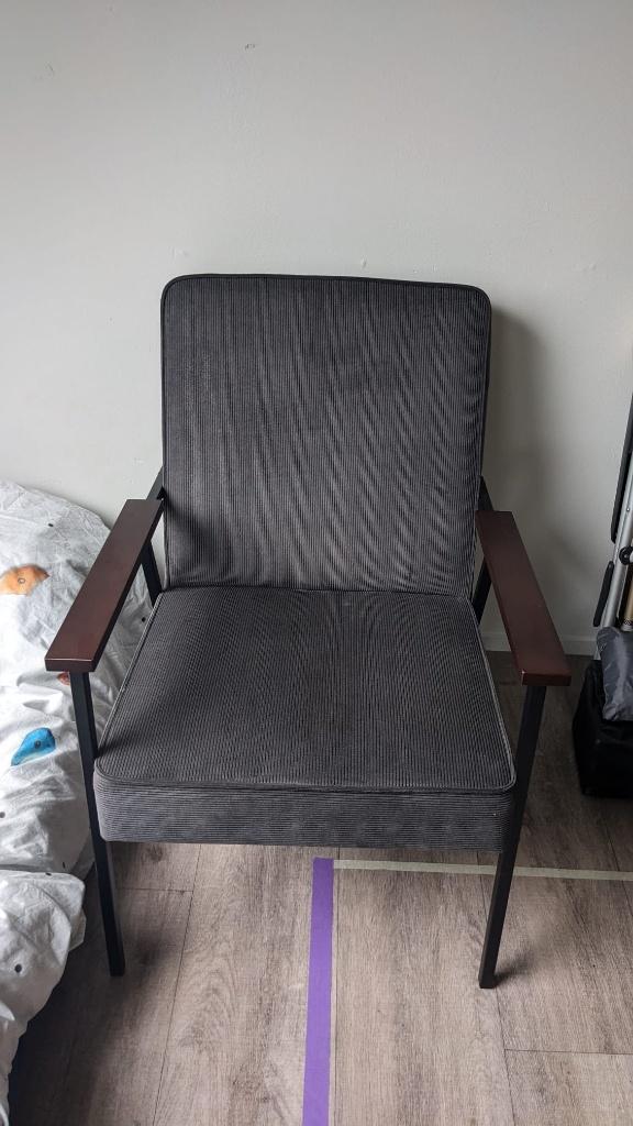 Fauteuil Sally van WOOOD (grijze rokersstoel), Ophalen, 75 tot 100 cm, Zo goed als nieuw, Stof