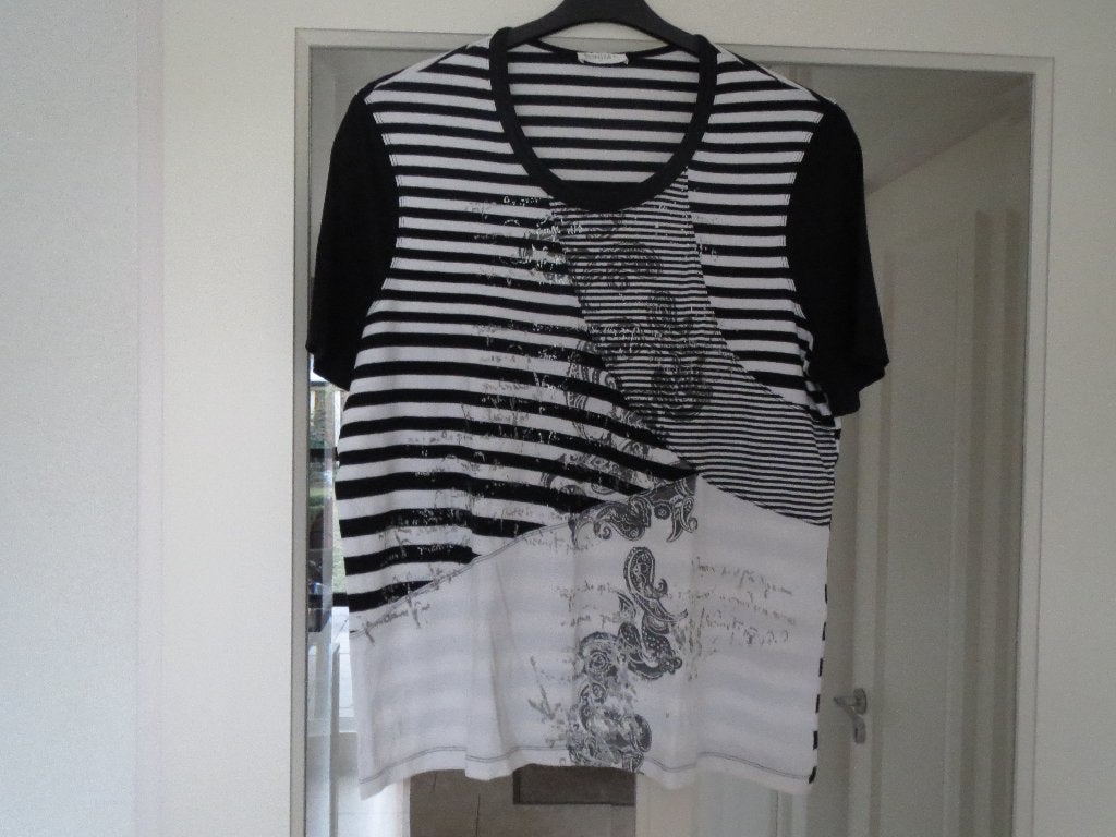 Dames zomershirt  zwart/wit  Bonita XL, Wit, Maat 46/48 (XL) of groter, Ophalen of Verzenden, Korte mouw