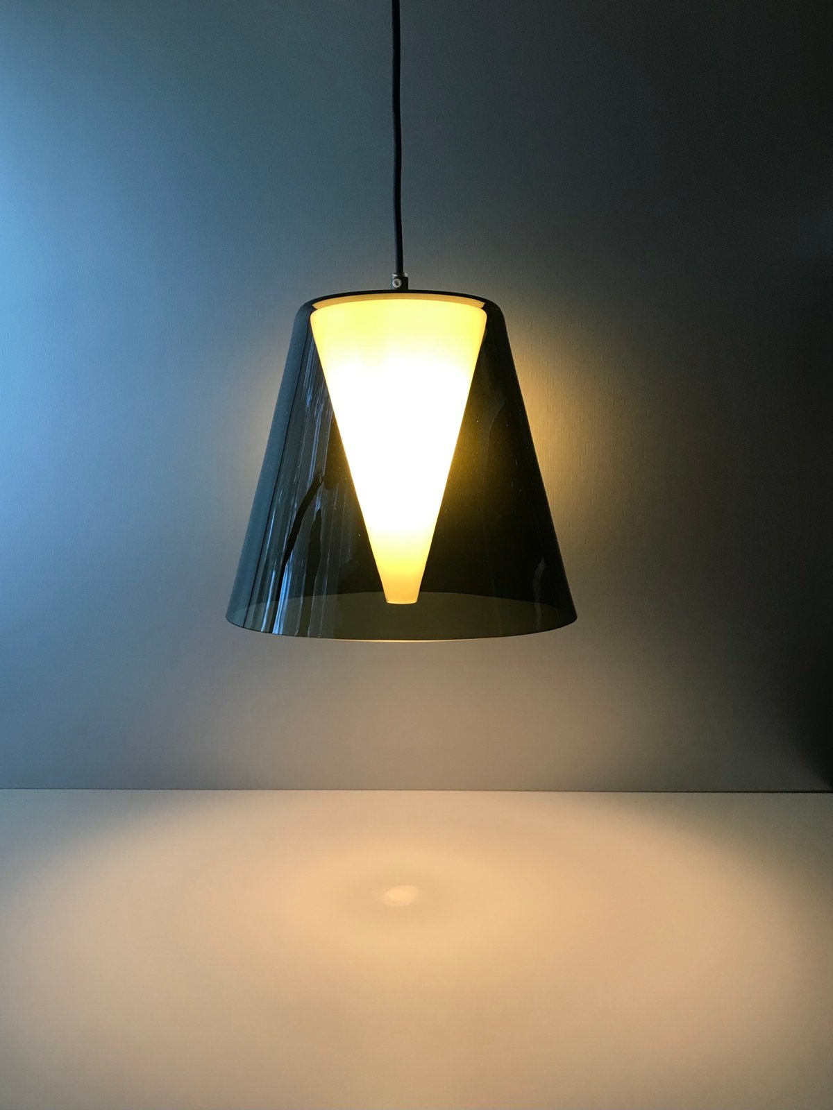 Orrefors 60s hanging lamp Silence of the lamps, Gebruikt, Mid century modern vintage design, Glas, E27 (groot)