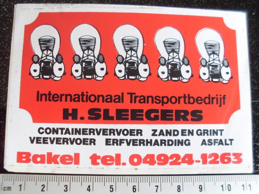 sticker int transportbedrijf H. Sleegers bakel logo, Verzenden, Zo goed als nieuw, Bedrijf of Vereniging