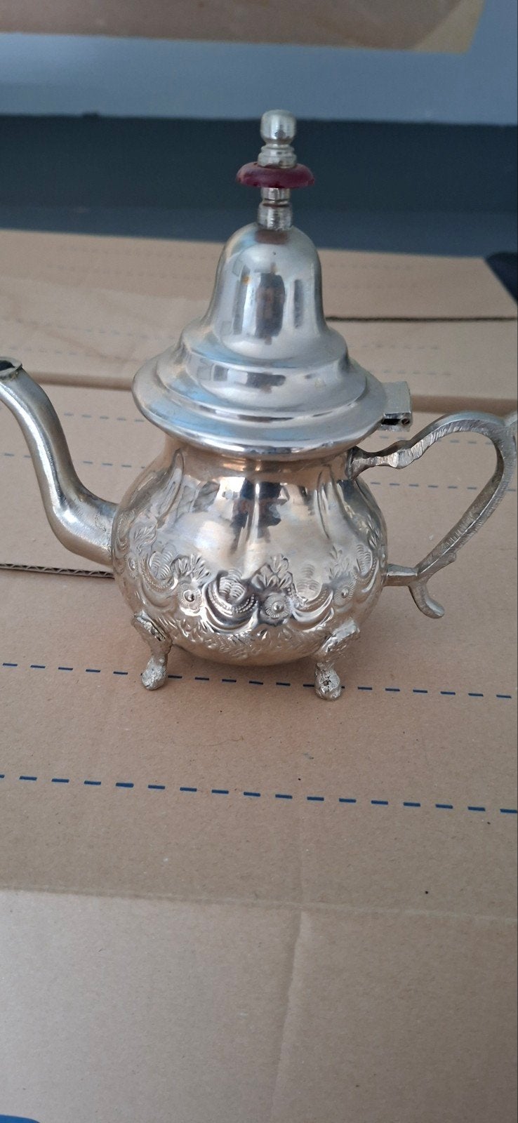 Vintage Marokkaanse theepot, zilverkleurig, gedetailleerd, Ophalen of Verzenden