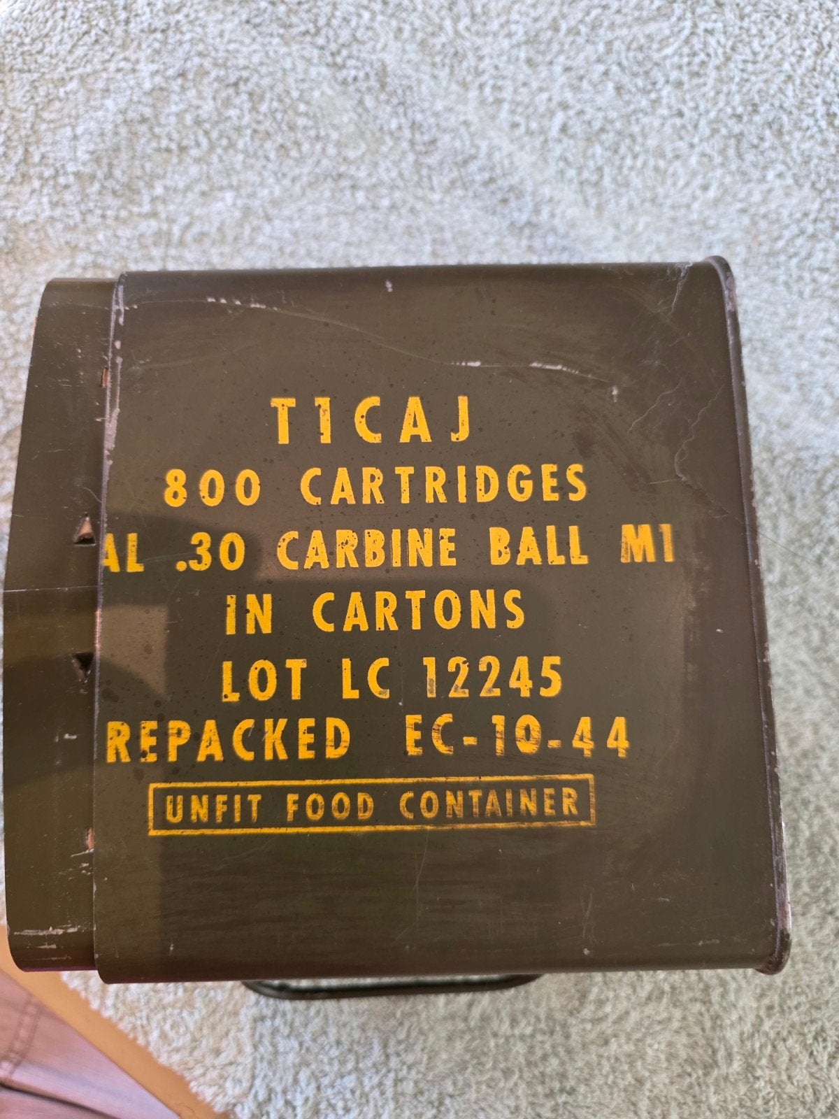 US Munitie blik voor de .30 M1 Carabine 1944., Ophalen of Verzenden, Landmacht, Amerika, Kist of Geocache