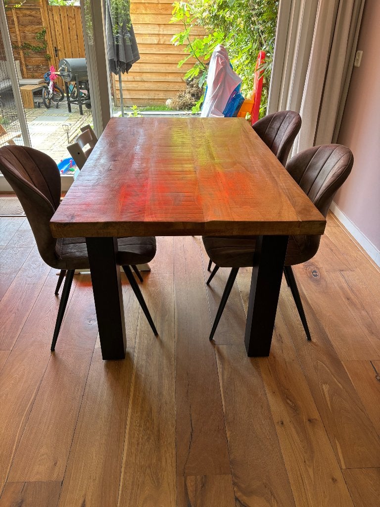 Mango hout eetkamertafel 160, Huis en Inrichting, Tafels | Eettafels, Ophalen, Gebruikt, 50 tot 100 cm, 150 tot 200 cm
