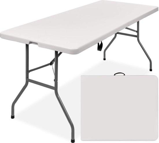 Opvouwbare campingtafel - Wit, rechthoekig en draagbaar, Ophalen, Kunststof, 50 tot 100 cm, Zo goed als nieuw