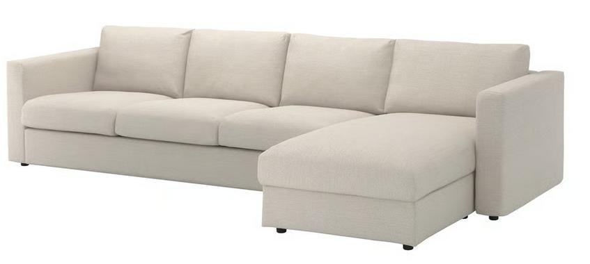 Vimle ikea 4-zitsbank met chaise longue zonder hoes en arm, Ophalen, Overige materialen, 150 cm of meer, Vierpersoons of meer