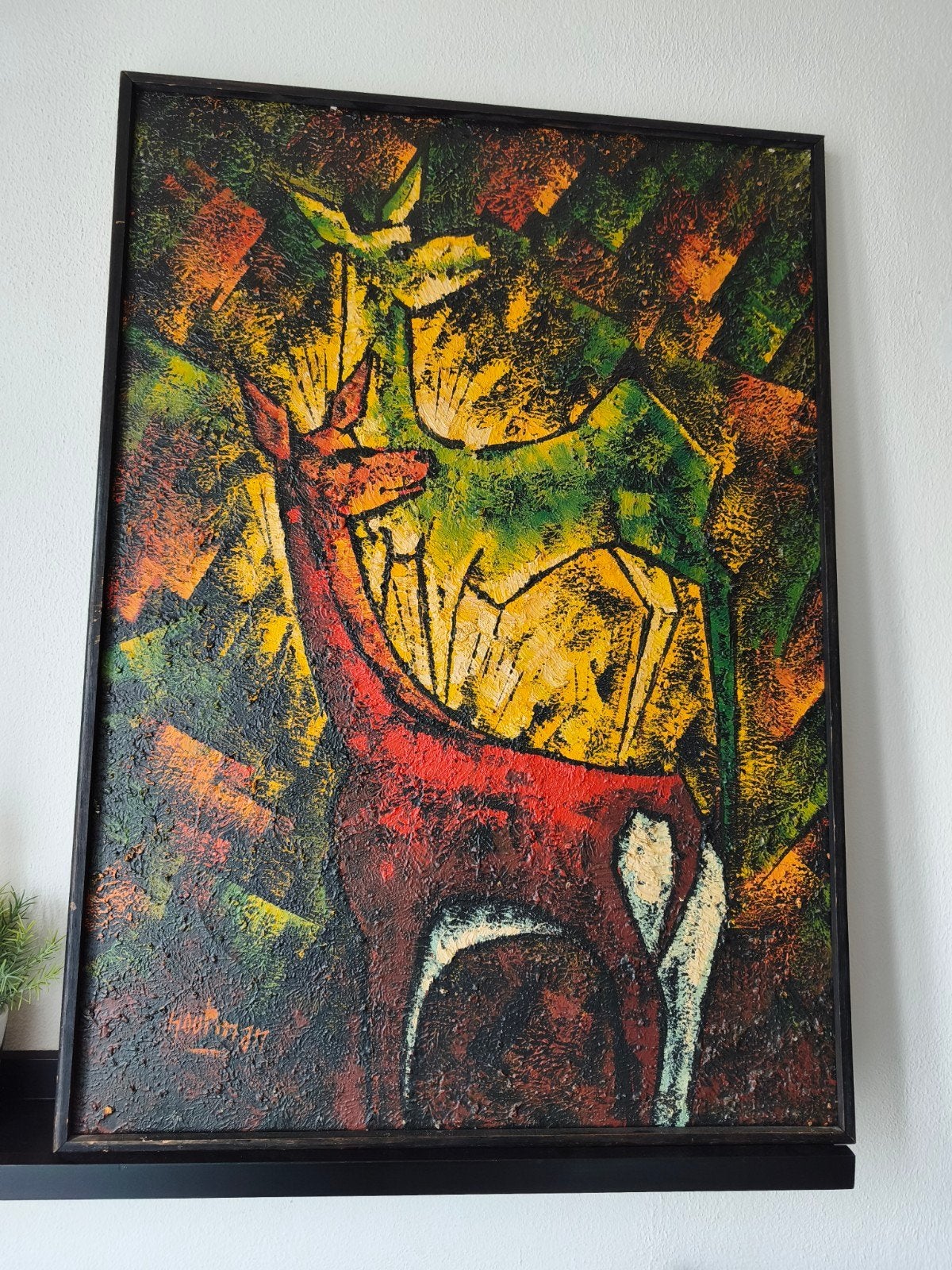 Schilderij Houtman - Hert/Ree in Abstracte Stijl, Dieren, Ophalen of Verzenden, Abstract, Doek
