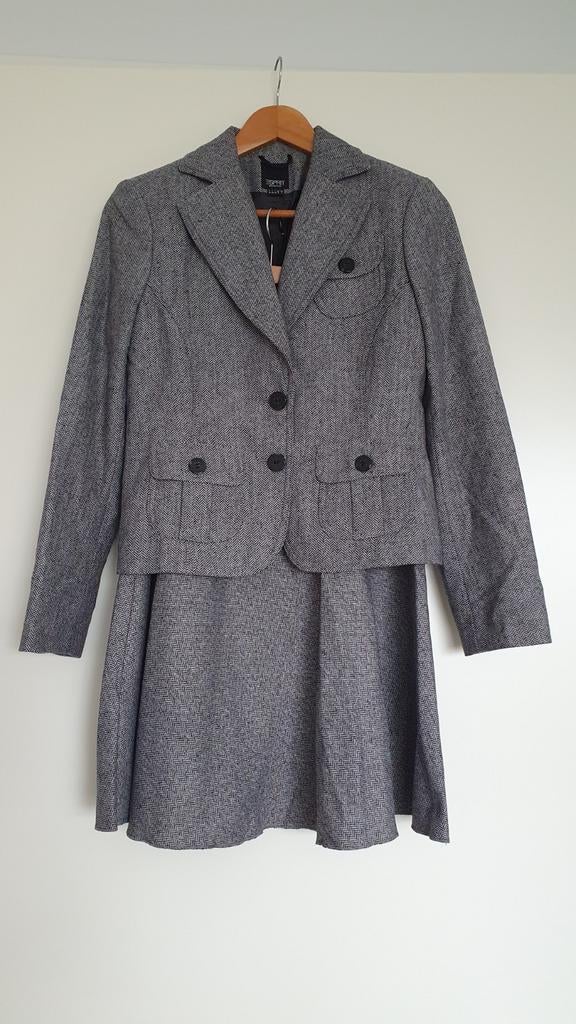Esprit grijs zwart wollen visgraat colbert en rok 34, Ophalen of Verzenden, Zo goed als nieuw, Maat 34 (XS) of kleiner, Zwart