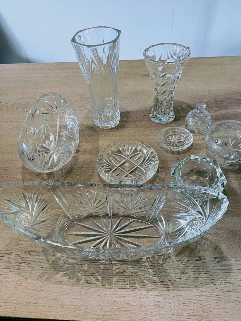 Set van Kristallen Vazen en Schalen, Antiek en Kunst, Antiek | Glas en Kristal, Ophalen