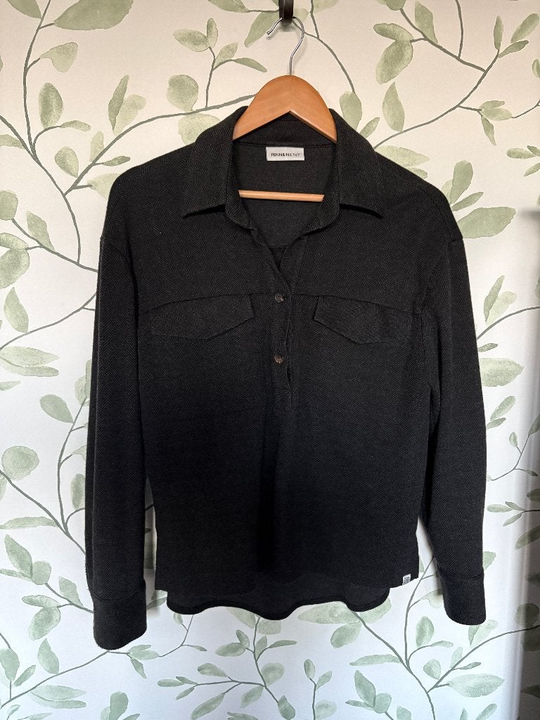 Grijze warme longsleeve blouse Penn&Ink small 36, Penn & Ink, Ophalen of Verzenden, Zo goed als nieuw, Maat 36 (S)