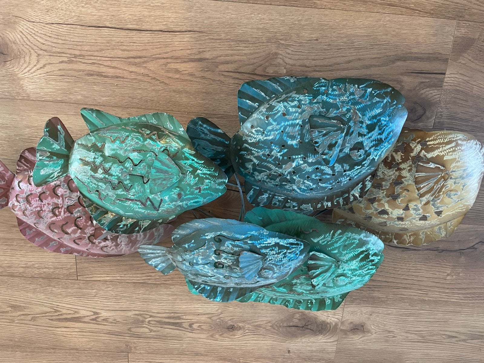 Metalen Wanddecoratie Vissen - Tropische Sfeer, Ophalen, Metaal, Wandsculptuur, Gebruikt