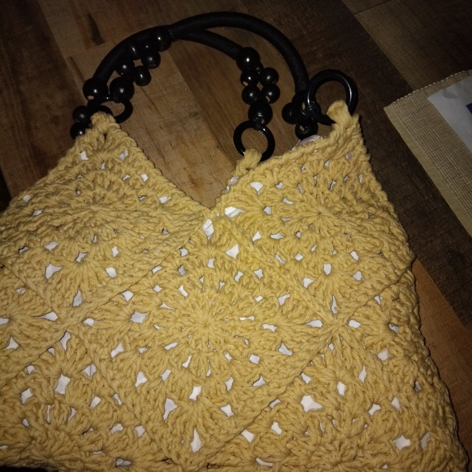gehaakte tas nieuw beige en donkere handvatten, Ophalen of Verzenden, Nieuw, Beige