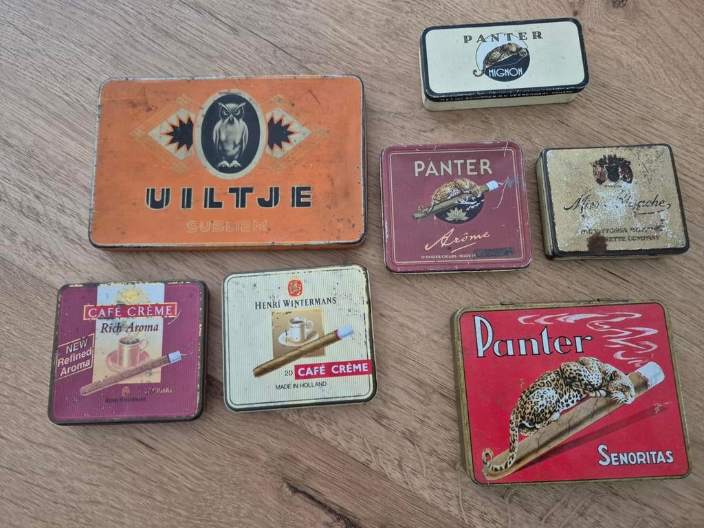 Vintage sigarenblikken en sigarettenblikken (7 stuks), Ophalen of Verzenden, Gebruikt