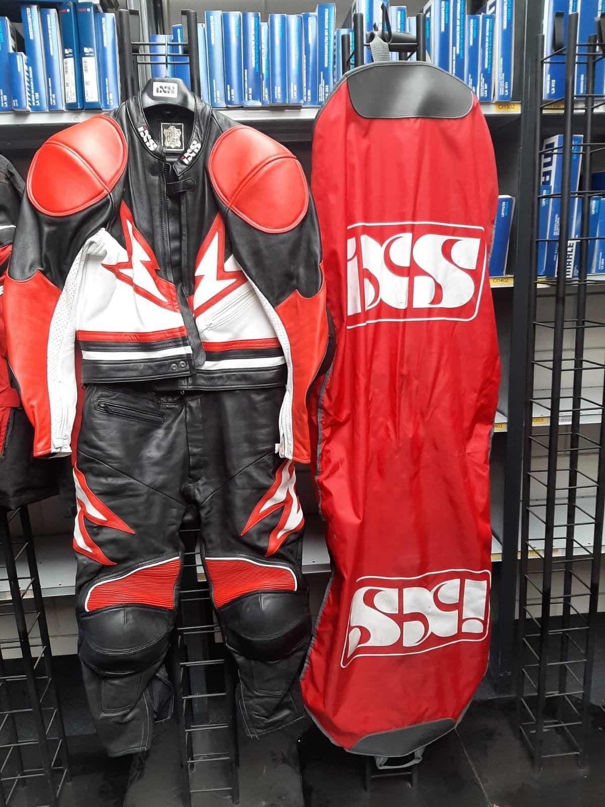 iXS leren motorpak - Zwart/Rood/Wit mt XL, Ophalen of Verzenden, IXS, Tweedehands, Heren