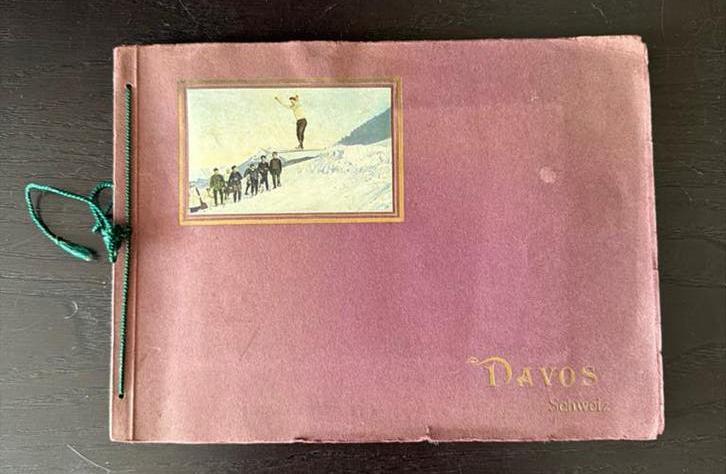 Historisch prentenboek wintersport Davos - december 1923, Ophalen of Verzenden