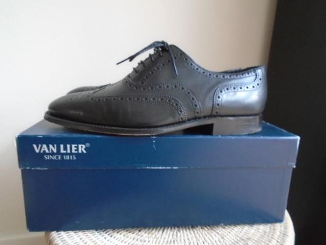 Van Lier zwarte leren veterschoenen, brogues 7,5 = 41, Zwart, Van Lier, Ophalen of Verzenden, Zo goed als nieuw