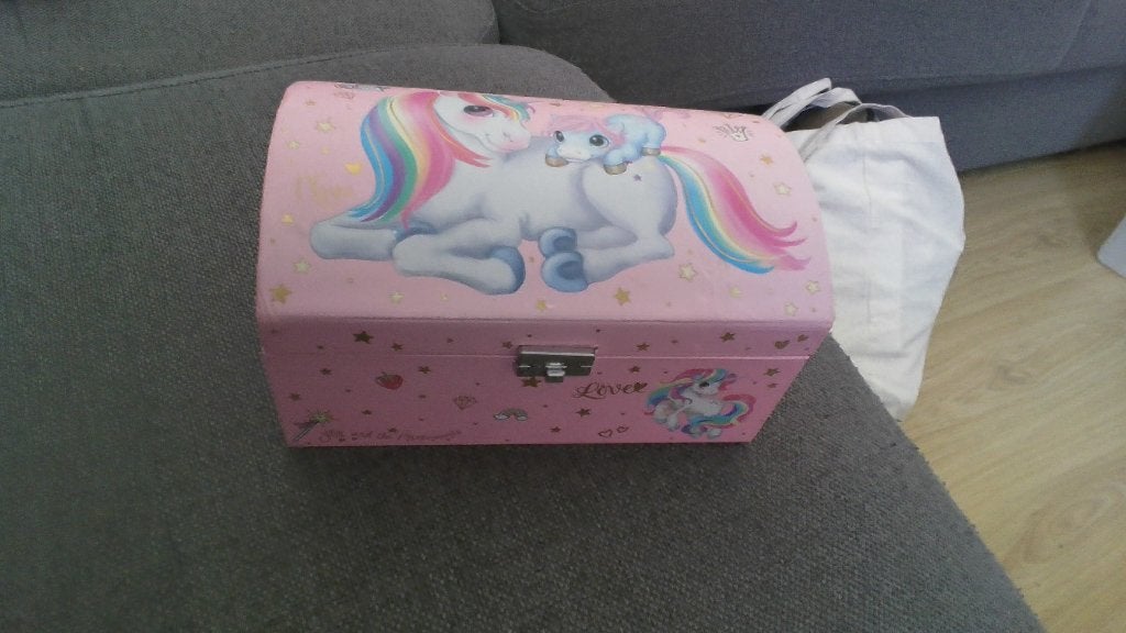 roze unicorn opbergdoos voor sieraden, Ophalen, Gebruikt