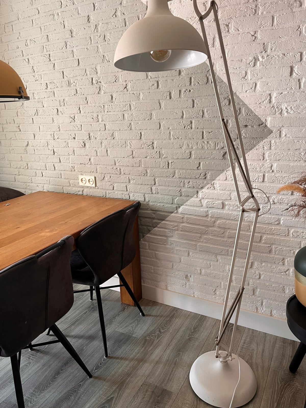 Grote staande lamp met verstelbare arm, Ophalen, Gebruikt, E27 (groot), Metaal