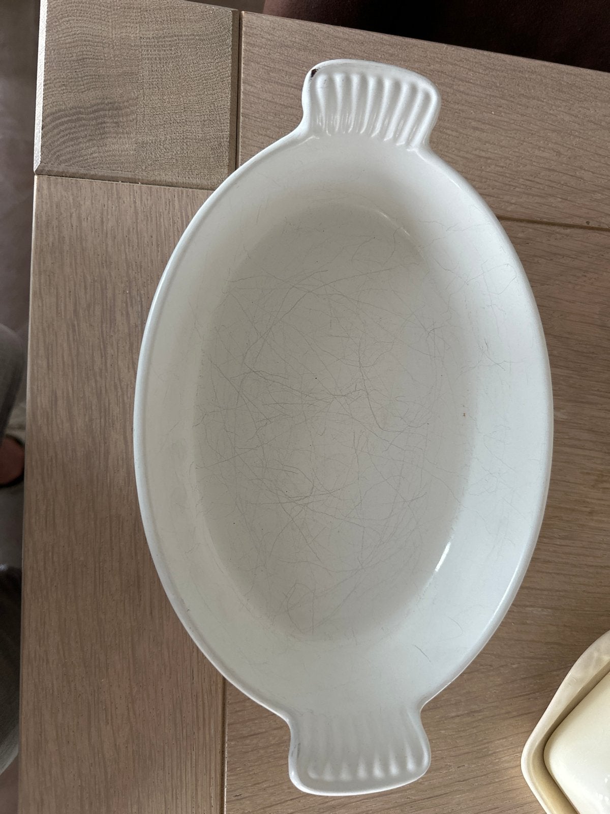 Le Creuset Ovenschaal Wit - 24 cm, Ophalen, Gebruikt, Overige typen, Le Creuset