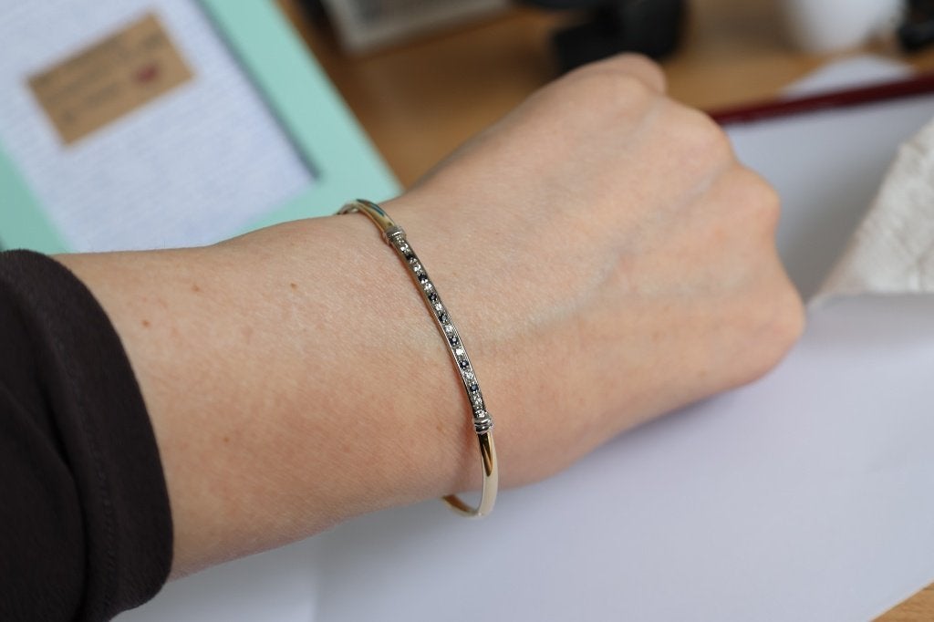 14 kt gouden armband met saffier diamant 6,1 gram, Katwijk, Juwelina, Ophalen of Verzenden, Zo goed als nieuw