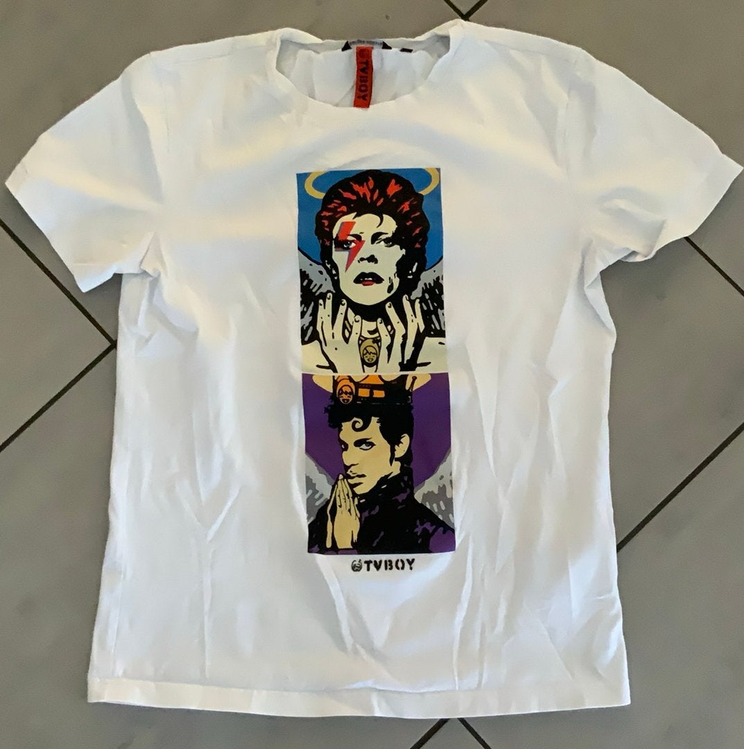 PRINCE / DAVID BOWIE T-SHIRT MAAT M TV BOY ANTHONY MORATO, Verzamelen, Muziek, Artiesten en Beroemdheden, Verzenden, Gebruikt