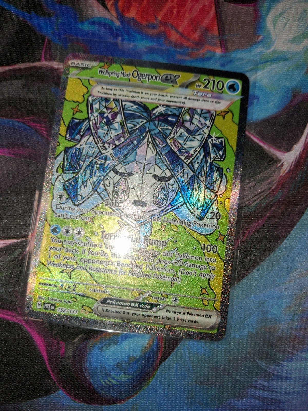 Wellspring Mask Ogerpon ex 152/131 SIR Prismatic Evolutions, Ophalen of Verzenden, Zo goed als nieuw, Losse kaart, Foil