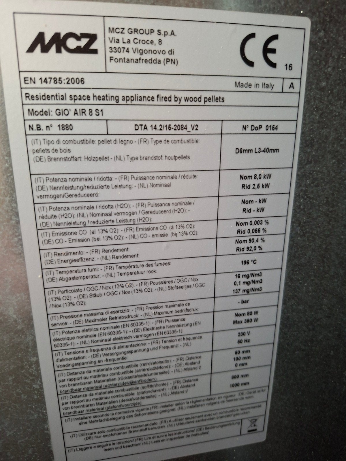 MCZ Gio Air Pelletkachel - Efficiënte Stijlvolle Verwarmin, Ophalen, Gebruikt, Overige brandstoffen, Pelletkachel