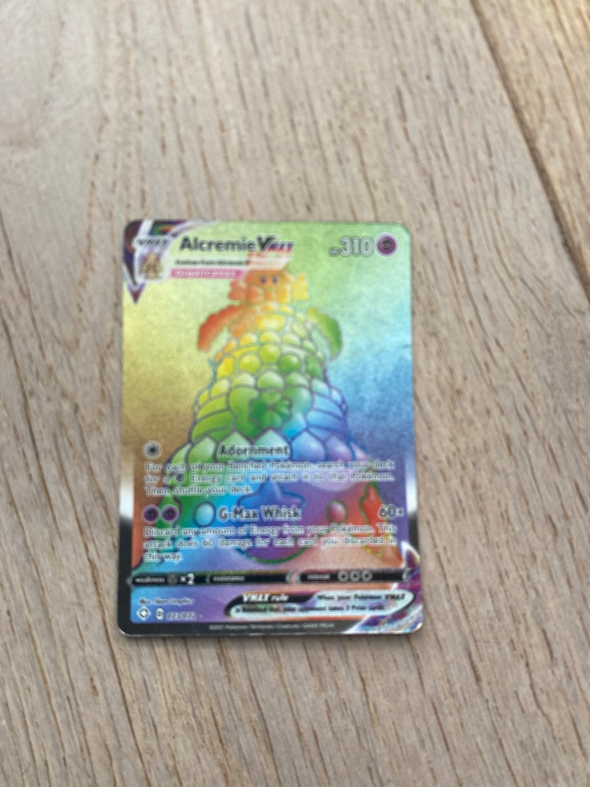 Alcremie VMAX Rainbow Rare Pokémon kaart, Ophalen of Verzenden, Zo goed als nieuw, Losse kaart, Foil