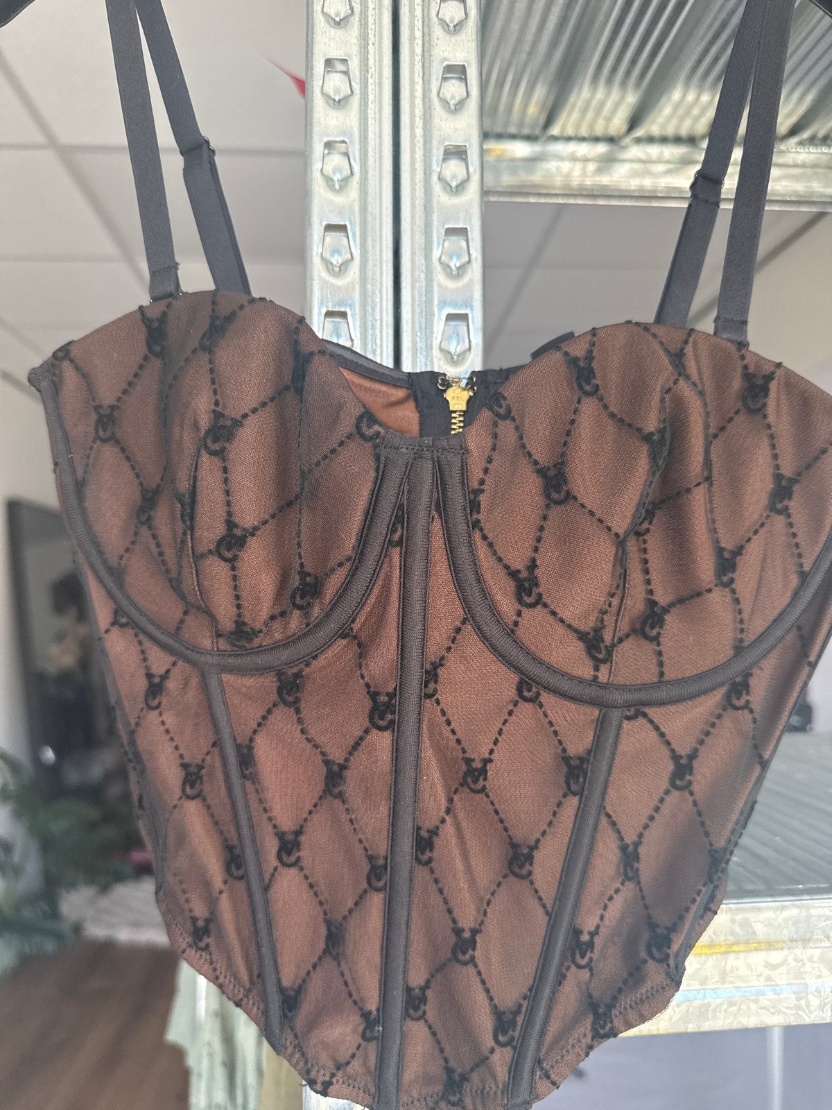 AMISU Bruin Korset Top met Rits - Maat S, Ophalen of Verzenden, Bruin, Body of Korset