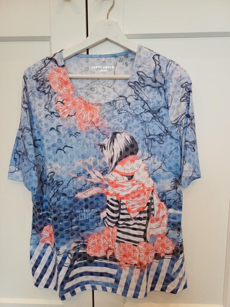 Gerry Weber blouse/top maat 44 – stijlvolle print – als nieu, Blauw, Maat 42/44 (L), Ophalen of Verzenden, Zo goed als nieuw