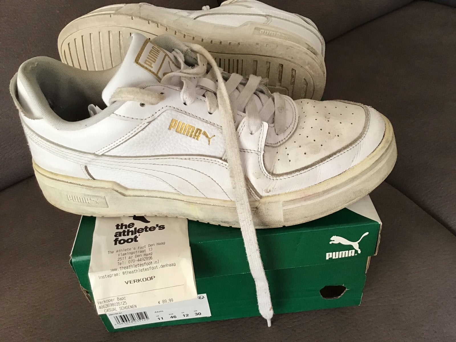 Puma sneakers maat 46 - Wit, Ophalen of Verzenden, Gedragen, Wit, Sneakers of Gympen