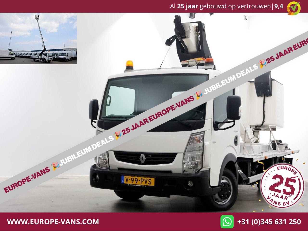 Renault Maxity 3.0 DCI 130pk E6 Hoogwerker Werkhoogte 14.5 m, Auto's, Bestelauto's, 3239 kg, Multifunctioneel stuurwiel, Achterwielaandrijving