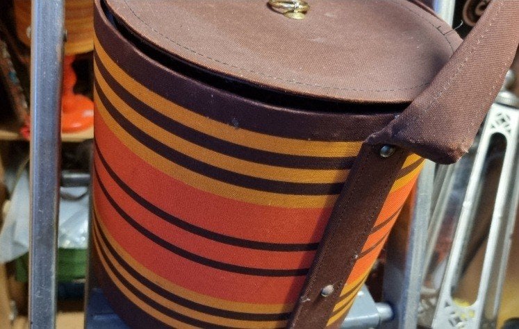 Retro vintage opbergbak bruin oranje, Ophalen of Verzenden