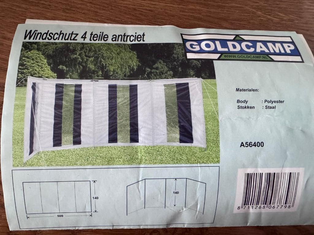 Windscherm Goldcamp 4 delig met venster, Ophalen of Verzenden, Zo goed als nieuw