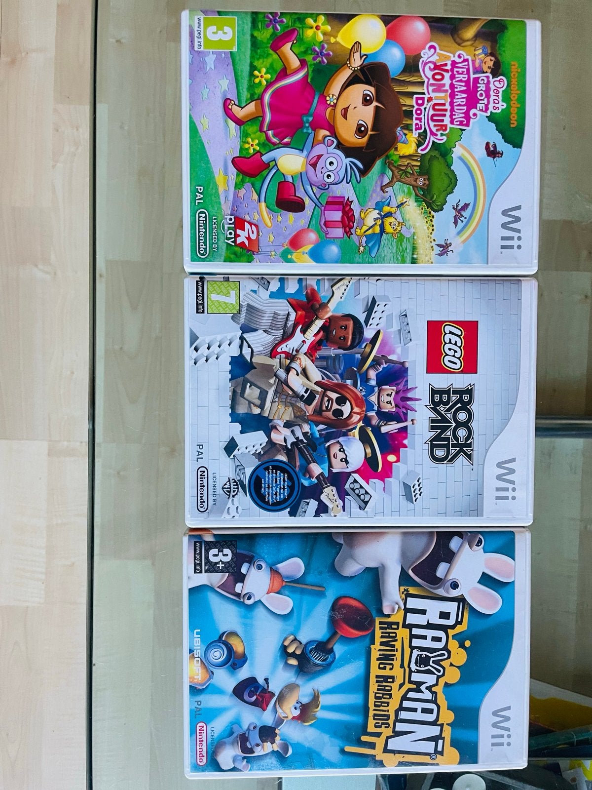 Wii Games: Dora, Lego Rock Band, Rayman Raving Rabbids, Gebruikt, Overige genres, Eén computer, Ophalen of Verzenden