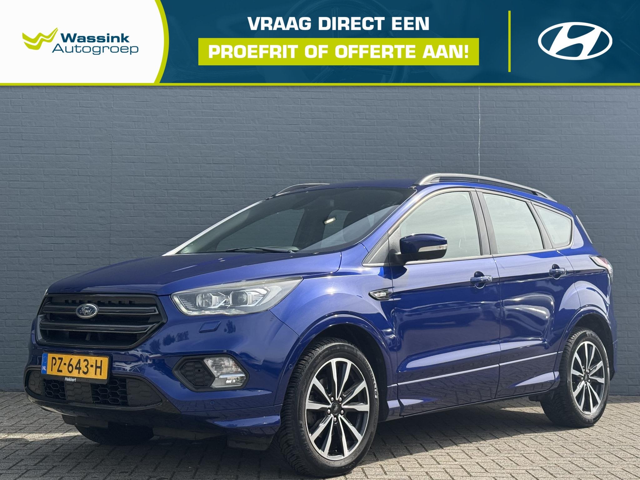 Ford Kuga 1.5 EcoBoost ST Line navigatie | Half ledere bekle, Auto's, Ford, Stof, Euro 6, 4 cilinders, Blauw