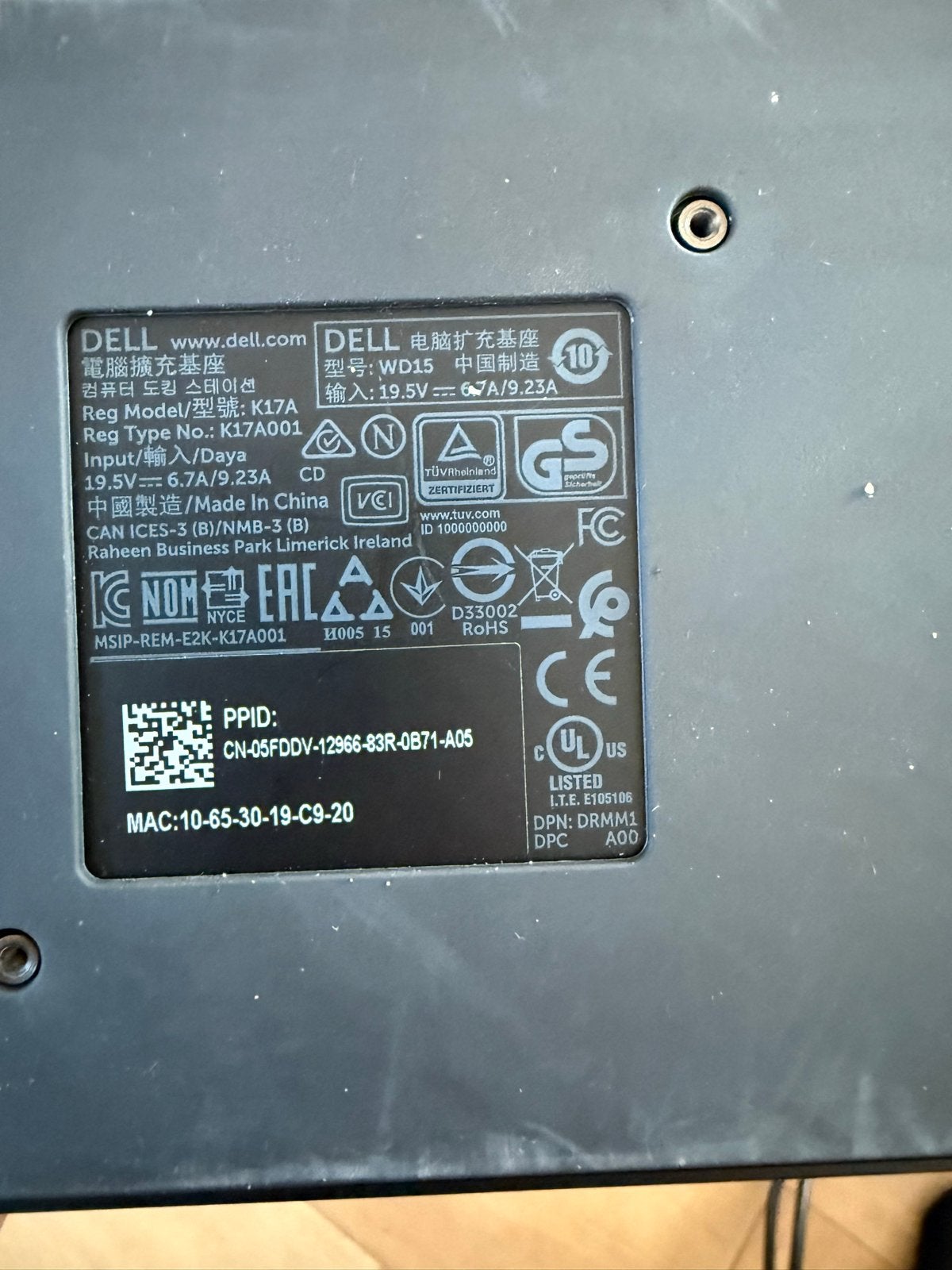 Dell WD15 USB-C Docking Station K17A - Gebruikt, Ophalen of Verzenden, Gebruikt, Docking station, Laptop