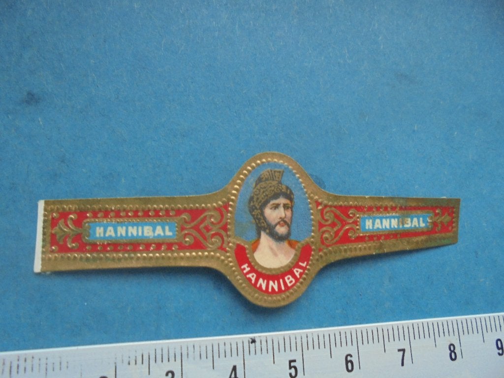Oude sigarenband HANNIBAL met afbeelding romein, Ophalen of Verzenden, Zo goed als nieuw, Sigarenbandjes