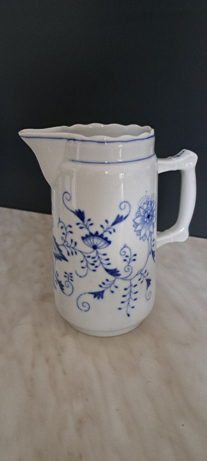 Antieke melkkan met 3 bekers, blauw-wit decor, Antiek en Kunst, Ophalen