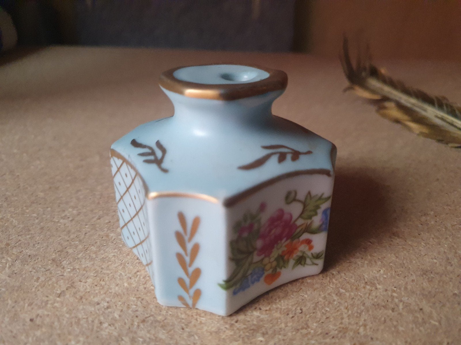 Antieke Novexx inktpotje met bloemmotief, Ophalen of Verzenden