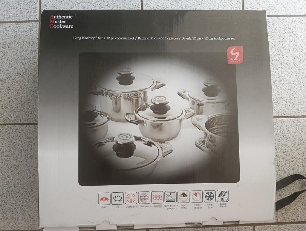 Authentic Master Cookware 12-delige pannenset RVS, Ophalen of Verzenden, Nieuw, Rvs, Pannenset
