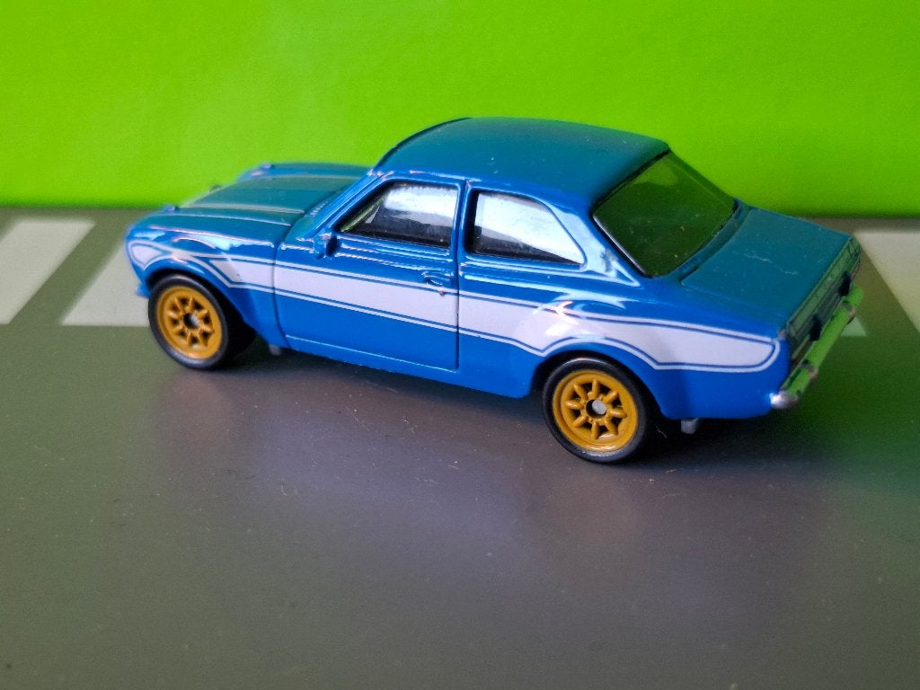 Mattel FF016 - 1970 Ford Escort RS1600 Mk1 [blauw] 1/55, Ophalen of Verzenden, Gebruikt, Auto